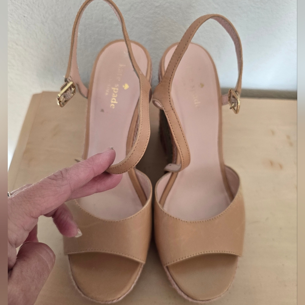 Kate Spade Beige Wedge Sandals Size 9 Good Used Condition